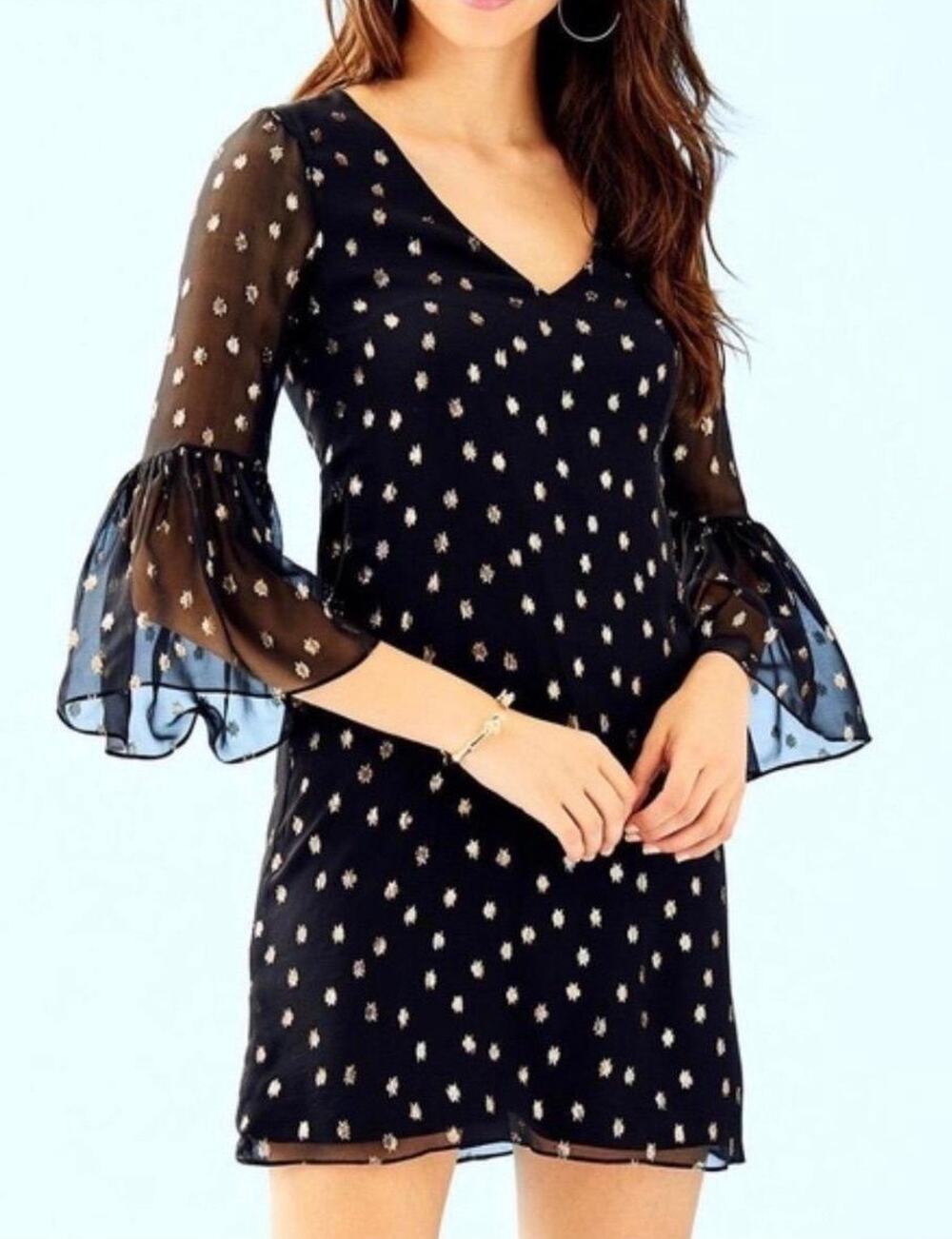 Lilly Pulitzer Caroline silk tunic dress with gold metallic accent, 248$